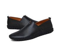 LMUIPMAA Mocassins Homme en Cuir Chaussures à Enfiler Plats Confortables à Enfiler pour Business Quotidien,Noir,48 EU