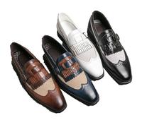 LMUIPMAA Mocassins Homme Simili Cuir pour Hommes Chaussures De Mariage,Blanc,38 EU