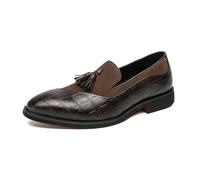 LMUIPMAA Mocassins pour Hommes Glands en Faux Cuir - Chaussures Décontractées À Enfiler,Marron,46 EU
