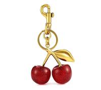 Lmuwecno Luxueuse breloque de sac à main en forme de cerise, plaqué or 18 carats, Rouge, Large
