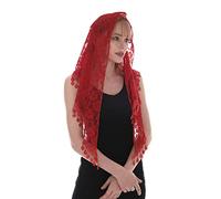 LMVERNA Châle Triangle Dentelle Mantilla Voile Léger Tassel Foulard Mode Floral Châles et Wraps pour Femme - Rouge - Medium