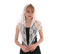 LMVERNA Mass Veil Châle ou écharpe en dentelle avec pochette de rangement pratique Blanc