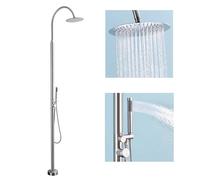 LMXRYPD Kit de Douche D'Extérieur Double Fonction, Douche Piscine Exterieure avec Douche à Effet Pluie de 25 cm et Pommeau de Douche à Main, pour Piscine, Salle de Bain ou Jardin(Silver)