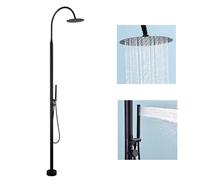 LMXRYPD Kit de Douche D'Extérieur Double Fonction, Douche Piscine Exterieure avec Douche à Effet Pluie de 25 cm et Pommeau de Douche à Main, pour Piscine, Salle de Bain ou Jardin(Black)