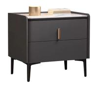LMXRYPD Table de Chevet Créative, Petites Tables de Salon, Table de Nuit avec 2 Tiroirs, Bureau en Ardoise, Pieds D'Armoire en Acier au Carbone, pour Chambre à Coucher(Black,45cm/17.7in)