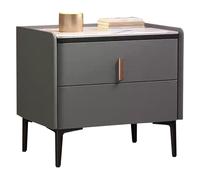 LMXRYPD Table de Chevet Créative, Petites Tables de Salon, Table de Nuit avec 2 Tiroirs, Bureau en Ardoise, Pieds D'Armoire en Acier au Carbone, pour Chambre à Coucher(Dark Gray,50cm/19.6in)
