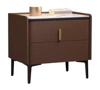 LMXRYPD Table de Chevet Créative, Petites Tables de Salon, Table de Nuit avec 2 Tiroirs, Bureau en Ardoise, Pieds D'Armoire en Acier au Carbone, pour Chambre à Coucher(Dark Brown,50cm/19.6in)