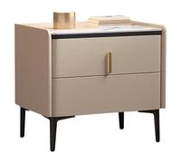 LMXRYPD Table de Chevet Créative, Petites Tables de Salon, Table de Nuit avec 2 Tiroirs, Bureau en Ardoise, Pieds D'Armoire en Acier au Carbone, pour Chambre à Coucher(Brown,50cm/19.6in)