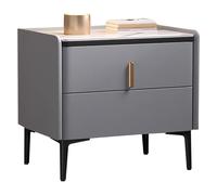 LMXRYPD Table de Chevet Créative, Petites Tables de Salon, Table de Nuit avec 2 Tiroirs, Bureau en Ardoise, Pieds D'Armoire en Acier au Carbone, pour Chambre à Coucher(Light Gray,45cm/17.7in)