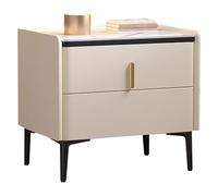 LMXRYPD Table de Chevet Créative, Petites Tables de Salon, Table de Nuit avec 2 Tiroirs, Bureau en Ardoise, Pieds D'Armoire en Acier au Carbone, pour Chambre à Coucher(White,45cm/17.7in)