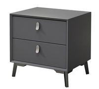 LMXRYPD Table de Chevet en Bois Massif, Table d'Appoint avec 2 Rangements, Cuir Microfibre, Pieds A'Armoire en Acier au Carbone, pour Petits Espaces(Gray,50cm/19.6in)