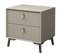 LMXRYPD Table de Chevet en Bois Massif, Table d'Appoint avec 2 Rangements, Cuir Microfibre, Pieds A'Armoire en Acier au Carbone, pour Petits Espaces(Light Brown,55cm/21.6in)