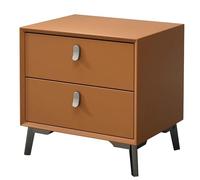 LMXRYPD Table de Chevet en Bois Massif, Table d'Appoint avec 2 Rangements, Cuir Microfibre, Pieds A'Armoire en Acier au Carbone, pour Petits Espaces(Brown,50cm/19.6in)
