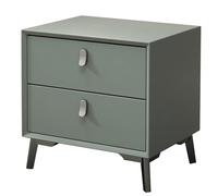 LMXRYPD Table de Chevet en Bois Massif, Table d'Appoint avec 2 Rangements, Cuir Microfibre, Pieds A'Armoire en Acier au Carbone, pour Petits Espaces(Green,55cm/21.6in)