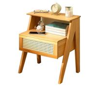 LMXRYPD Table de Chevet Moderne en Bambou avec Tiroir et éTagère Ouverte, Table d'Appoint pour Salon, Chambre et Petit Espace(Yellow)