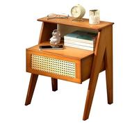 LMXRYPD Table de Chevet Moderne en Bambou avec Tiroir et éTagère Ouverte, Table d'Appoint pour Salon, Chambre et Petit Espace(Brown)