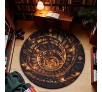 Lmyaicp Tapis Rond Effet 3D, Motif bibliothèque Vintage, Motif Gothique antidérapant, pour Salon, Bureau, décoration d'halloween, Plusieurs Tailles (115cm/45.28in)