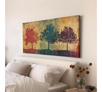 LMYCHENG Affiche artistique sereine de cimes d'arbres | Impression silhouette superposée | Décoration murale bohème pour salon | Peinture sur toile horizontale (55 x 110 cm/sans cadre)