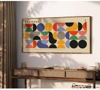 LMYCHENG Affiche d'exposition Bauhaus : Estampes du milieu du siècle, œuvre d'art géométrique moderne, peinture sur toile pour salon (20 x 40 cm/cadre intérieur)