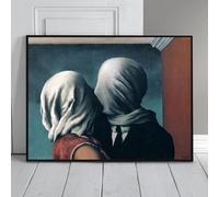 LMYCHENG Affiche « Les Amoureux » de René Magritte : Peinture classique surréaliste et romantique sur toile, décoration murale célèbre (70 x 100 cm, sans cadre)
