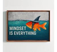 LMYCHENG Affiche sur toile « L'état d'esprit est primordial », grand tableau inspirant représentant un requin bleu et or, pour la décoration de la maison ou du bureau (70 x 100 cm, sans cadre)