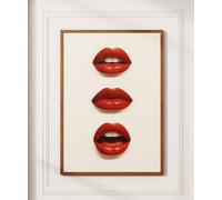LMYCHENG Affiches de lèvres rouges, décoration murale de dortoir, peinture à l'huile sur toile, œuvres d'art rétro des années 70, décoration murale de chambre girly (30 x 40 cm/cadre intérieur)
