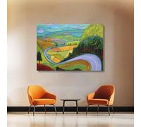 LMYCHENG Affiches et estampes style David Hockney, peinture sur toile de paysage abstrait, tableaux de route sinueuse, décoration murale, décoration intérieure (50 x 70 cm/cadre intérieur)