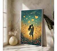 LMYCHENG Affiches et impressions d'amour fantaisistes, peinture sur toile d'un couple épanoui, art mural abstrait sur toile pour le salon, décoration intérieure (60x90cm/sans cadre)