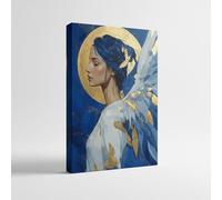 LMYCHENG Affiches et impressions florales bleues, peinture sur toile représentant une femme | Tableaux d'art mural abstraits modernes pour le salon, décoration intérieure (20 x 30 cm/cadre intérieur)