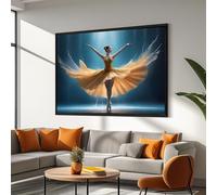 LMYCHENG Affiches et impressions Golden Dance : Peinture élégante d'une ballerine en robe jaune, décoration murale sur toile pour chambre à coucher (50x75cm/sans cadre)