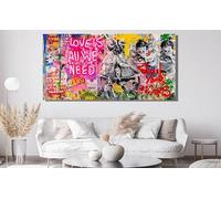 LMYCHENG Affiches et impressions « Love Is All We Need », art mural sur toile avec graffiti d'amour, peinture abstraite de Banksy pour salon, décoration d'intérieur (55 x 110 cm/cadre intérieur)