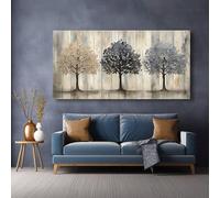 LMYCHENG Affiches Trois Arbres, peinture murale abstraite moderne, minimaliste, beige et gris, impression sur toile, pour salon, décoration d'intérieur (50 x 100 cm, cadre intérieur)