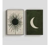 LMYCHENG Ensemble d'affiches et de tableaux abstraits Soleil et Lune, peinture céleste minimaliste sur toile pour décoration intérieure moderne (60 x 90 cm x 2 / sans cadre)