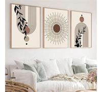 LMYCHENG Ensemble de 3 tableaux abstraits bohèmes, illustration de feuilles de plantes et de soleil, impression sur toile, art mural minimaliste pour salon (40 x 60 cm x 3 / sans cadre)