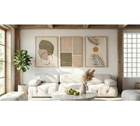 LMYCHENG Ensemble de 3 toiles imprimées, illustrations de feuilles tropicales, peinture murale abstraite, art moderne du milieu du siècle, décoration bohème (50 x 75 cm x 3 / cadre intérieur)