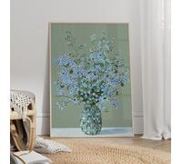 LMYCHENG Impression sur toile représentant des fleurs de myosotis, nature morte de fleurs bleues, style vintage, image de plante scorpion, cadre 40 x 60 cm