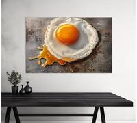 LMYCHENG Impression sur toile représentant un œuf au plat, décoration murale moderne pour cuisine, petit-déjeuner, décoration de salon, cadre 70 x 110 cm