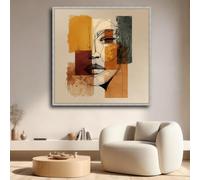 LMYCHENG Impression sur toile représentant un visage abstrait, affiches aux tons naturels, décoration murale moderne (80 x 80 cm, sans cadre)