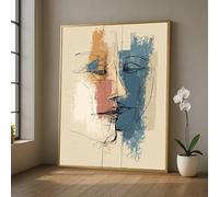 LMYCHENG Impression sur toile « Visages abstraits », décoration murale d'art moderne, peinture minimaliste au trait, grande œuvre d'art sur toile représentant des personnages (60 x 80 cm/sans cadre)