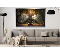 LMYCHENG Peinture à l'huile représentant un paysage d'arbres, Bouddha, art mural de méditation, images, affiches et impressions pour salon, décoration murale pour la maison, 70 x 100 cm, sans cadre