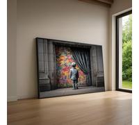 LMYCHENG Peinture d'art urbain inspirée par la rue, art mural graffiti coloré, affiches décoratives en noir et blanc représentant un garçon, œuvre d'art moderne sur toile (60x80cm/sans cadre)