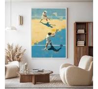 LMYCHENG Tableau abstrait sur toile représentant un court de tennis, affiche sportive, peinture minimaliste pour salon, décoration murale (30 x 40 cm/sans cadre)
