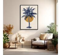 LMYCHENG Tableau minimaliste sur toile représentant un palmier, affiche botanique bleue moutarde, pour salon, décoration murale (70 x 100 cm/sans cadre)