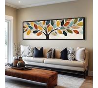 LMYCHENG Tableau mural horizontal représentant un arbre coloré, style géométrique moderne, idéal pour la décoration de la maison, du bureau ou des couloirs (45 x 135 cm/sans cadre)