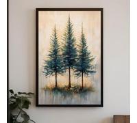 LMYCHENG Tableau mural « Trio de sapins », affiche minimaliste de pins, peinture sur toile de paysage nordique pour chambre, décoration murale (30 x 40 cm/cadre intérieur)