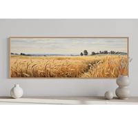 LMYCHENG Tableau paysage agricole, impression sur toile horizontale représentant un champ de blé, affiche de décoration intérieure rustique et rétro (45 x 135 cm/sans cadre)