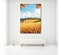 LMYCHENG Tableau représentant un champ de blé doré - Toile décorative rustique pour le salon, style ferme, affiche de paysage champêtre (40x60cm/sans cadre)