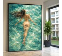 LMYCHENG Tableau représentant une femme nageant, toile avec reflet dans l'eau, affiche de scène de piscine, décoration murale, impression sur toile d'art moderne (40 x 60 cm/sans cadre)