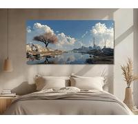 LMYCHENG Tableau sur toile d'architecture urbaine, affiches et impressions de paysages, art mural nature, pour salon, décoration murale (65x130cm/sans cadre)