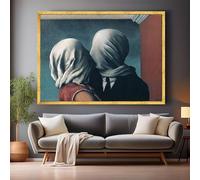 LMYCHENG Tableau sur toile représentant des amoureux enlacés, peinture romantique classique, décoration artistique pour la maison, affiche moderne (20 x 30 cm/cadre intérieur)